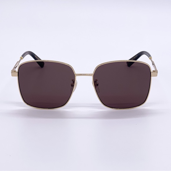 NEW GUCCI SUNGLASSES SQUARE METAL BROWN GOLD GUCCI EYEWEAR - Picture 4 of 6